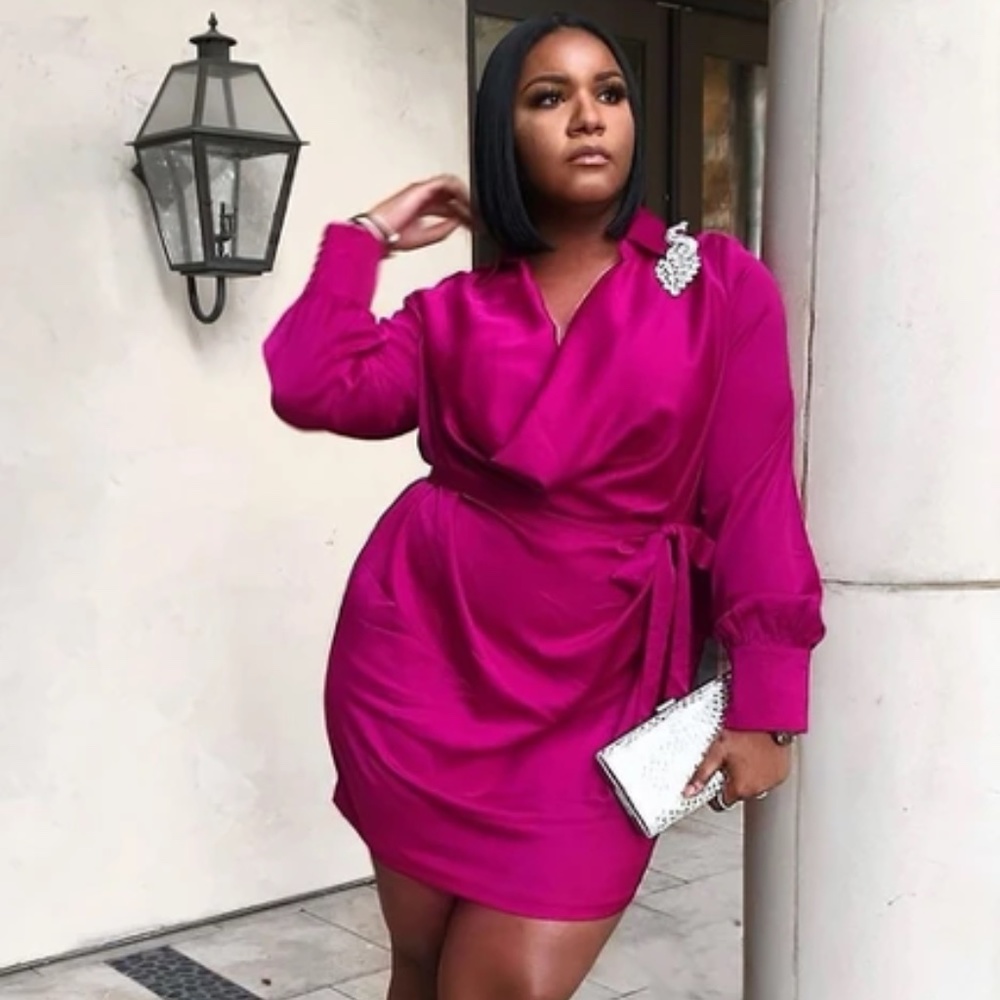 Fashion Nova Cowl Neck Satin Mini Dress NWT Size 1X
